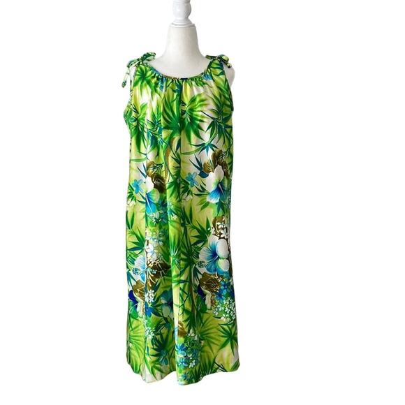 Vintage 1960s Hawaiian Sun Fashions Muumuu dress tie top size large - Picture 1 of 8